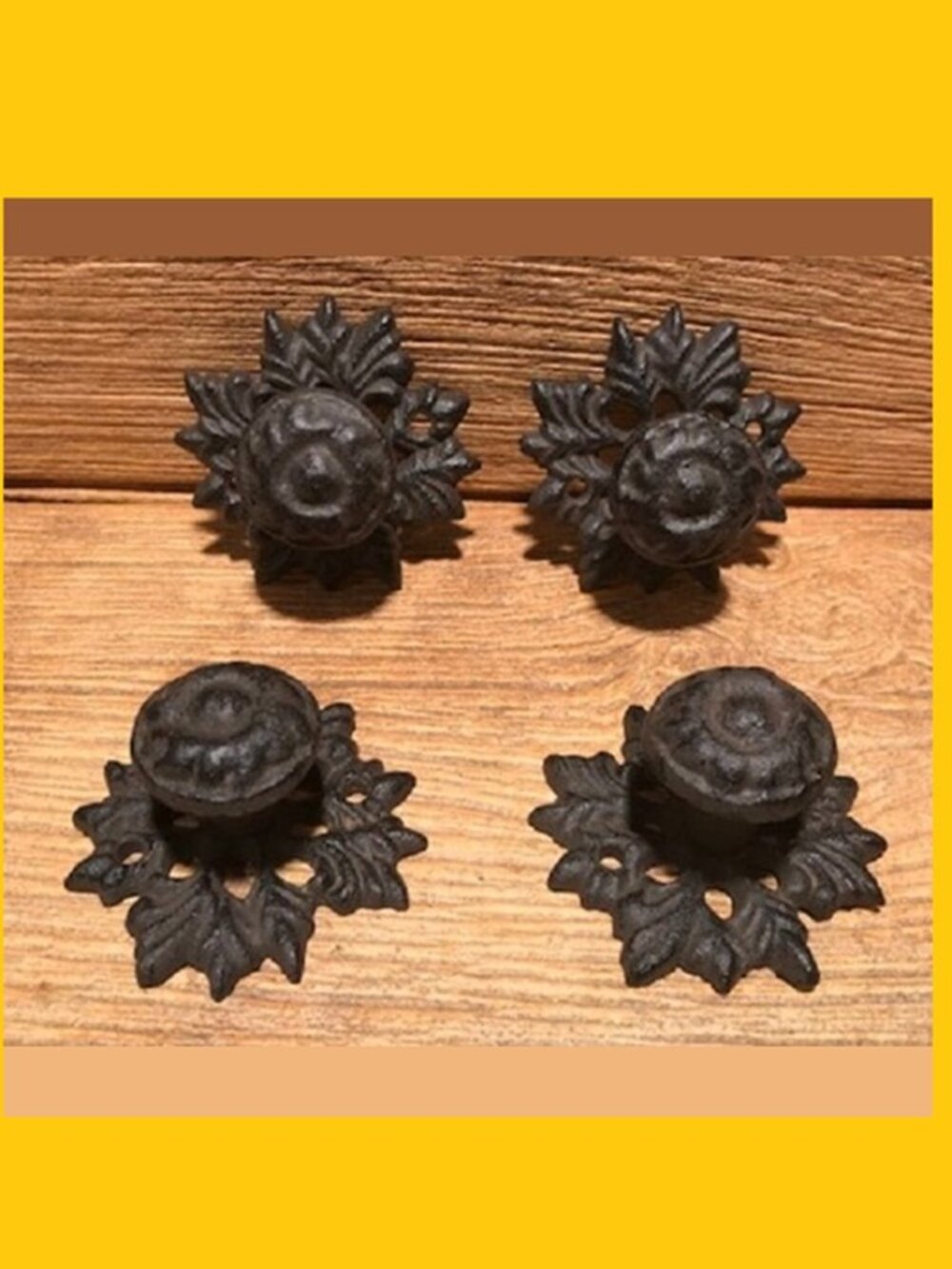 Four (4) Rustic Leaf Cast Iron Drawer Pull 3" wide Set of Four (4) 0058A